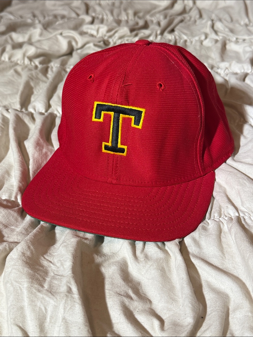 New Era Red Baseball Cap with Green Undervisor